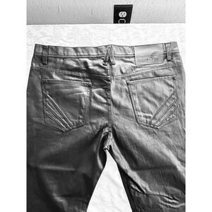 Akademiks (40x32 Mens Size) Midnight Black Wax Coated Denim Jeans